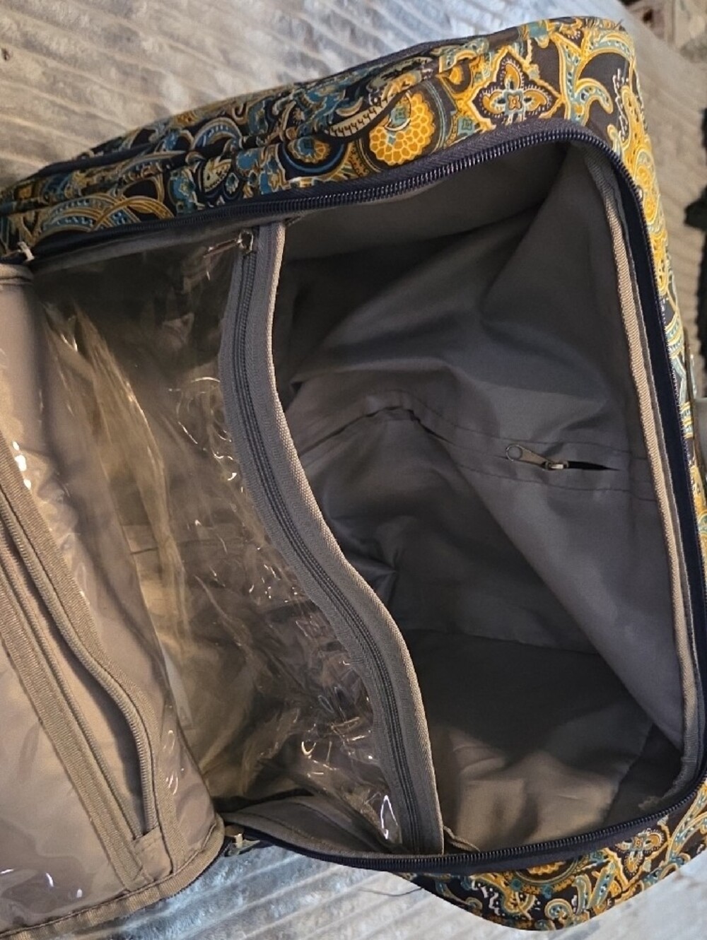 Stephane Verdino Navy & Gold Paisley Rolling Tote - Picture 6 of 10